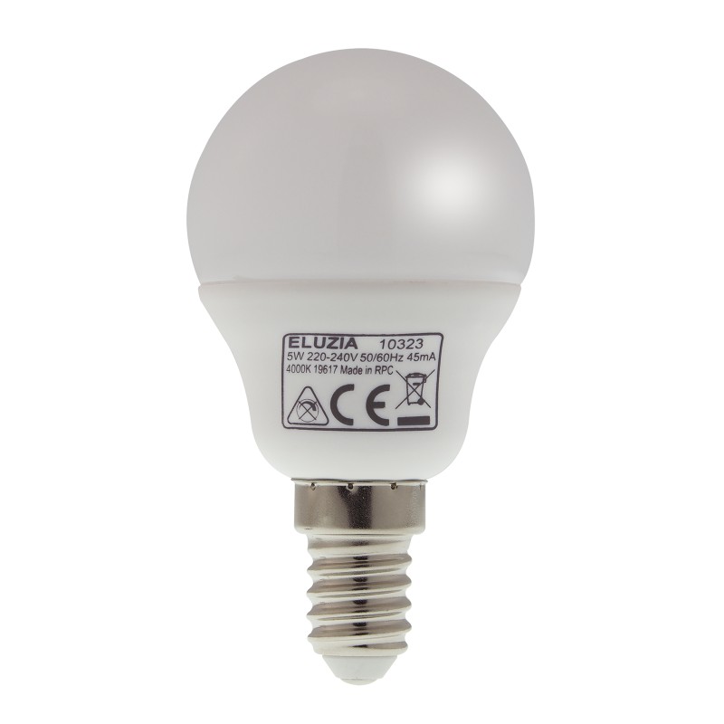 Ampoule LED SMD E14 Mini Sphérique Opale 5 W : 40 W Blanc chaud 3000 K -  ELUZIA