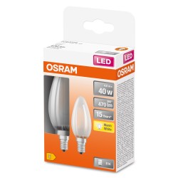 FLAMME - Lot de 2 ampoules LED dépolie culot E14 - blanc