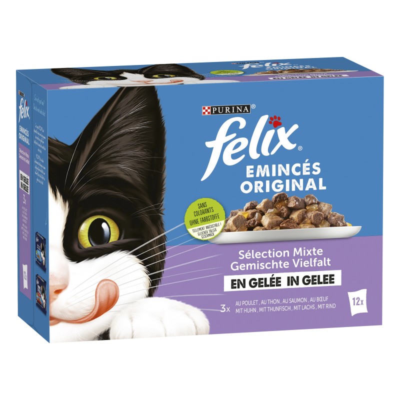 Aliment Humide Chat Felix Eminces En Gelee Selection Mixte 12x85g