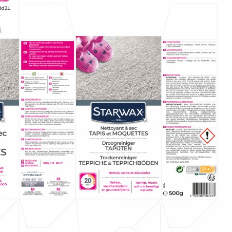 Produit d'entretien nettoyant à sec tapis moquettes par Starwax