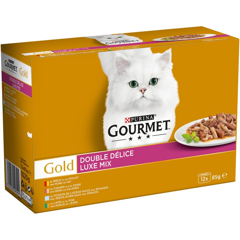 Humides Chat GOURMET® Gold Double Delice Poisson & Epinards 85 gr t