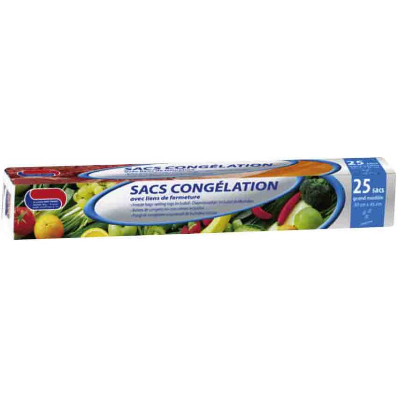 SAC CONGELATION GRAND MODELE 30 X 45 CM + LIEN DE FERMETURE X 25